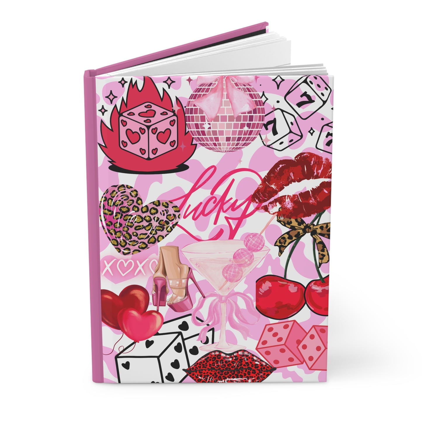 Lucky Glam Hardcover Journal for Creative Minds, Cute Notebook for Gift-Giving, Fun Scrapbooking, Pink Aesthetic Stationery, Writing [...]